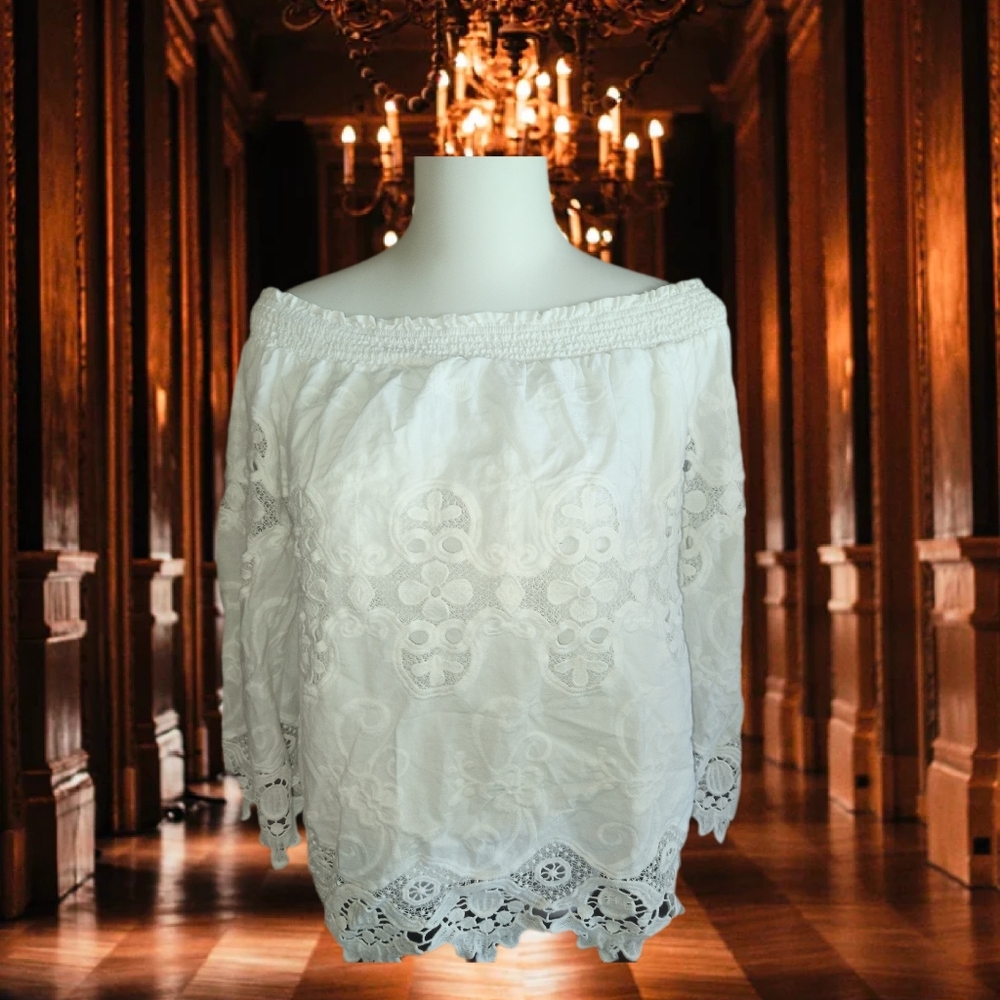 White Lace Off-Shoulder Top